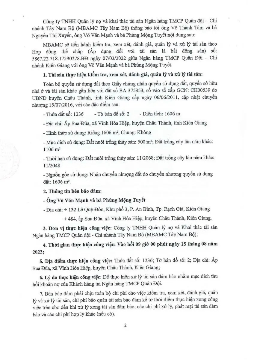 Ảnh chụp văn bản thông báo, trang 2