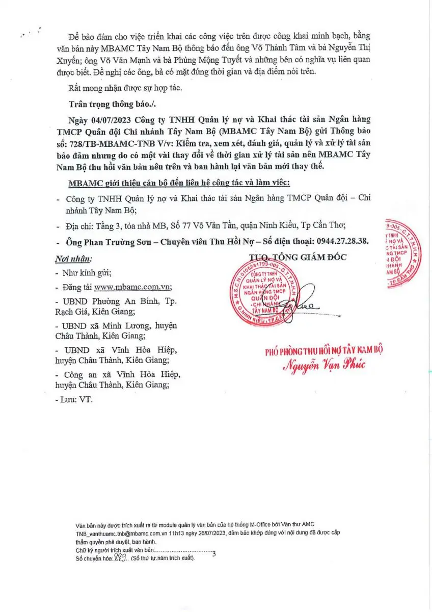 Ảnh chụp văn bản thông báo, trang 3