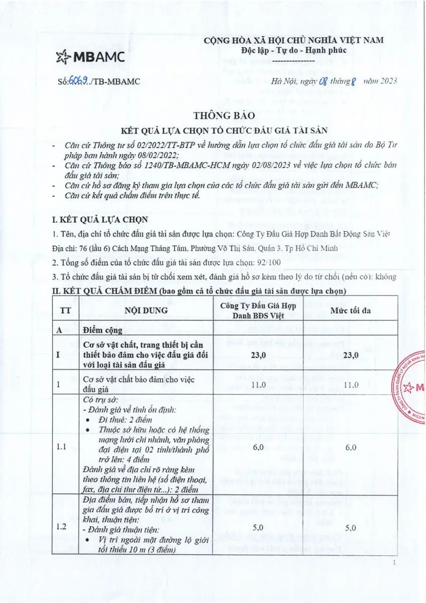 Ảnh chụp văn bản thông báo, trang 1