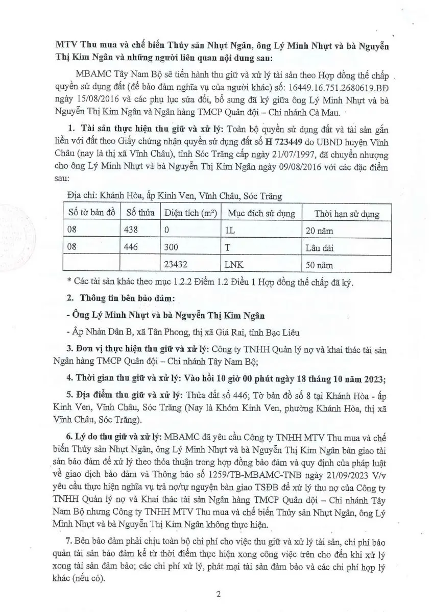 Ảnh chụp văn bản thông báo, trang 2