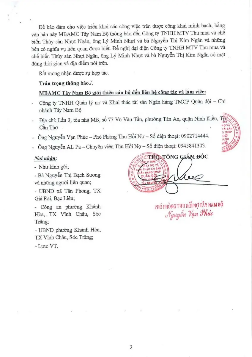 Ảnh chụp văn bản thông báo, trang 3