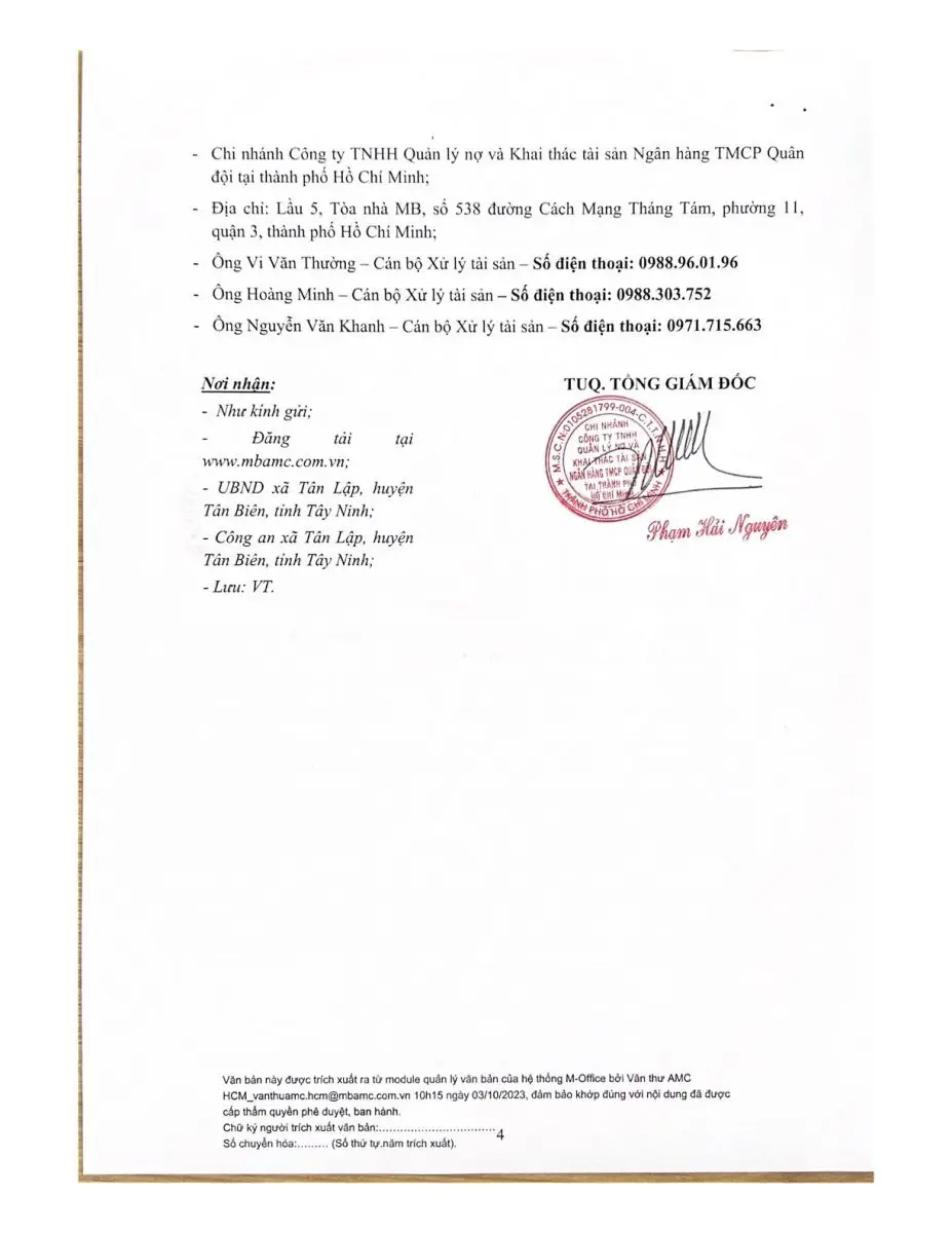 Ảnh chụp văn bản thông báo, trang 4