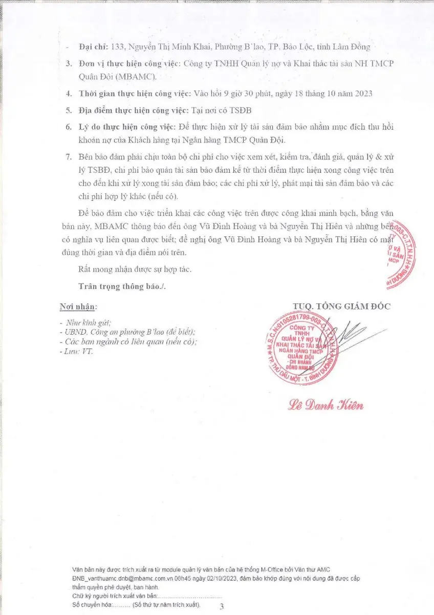 Ảnh chụp văn bản thông báo, trang 3