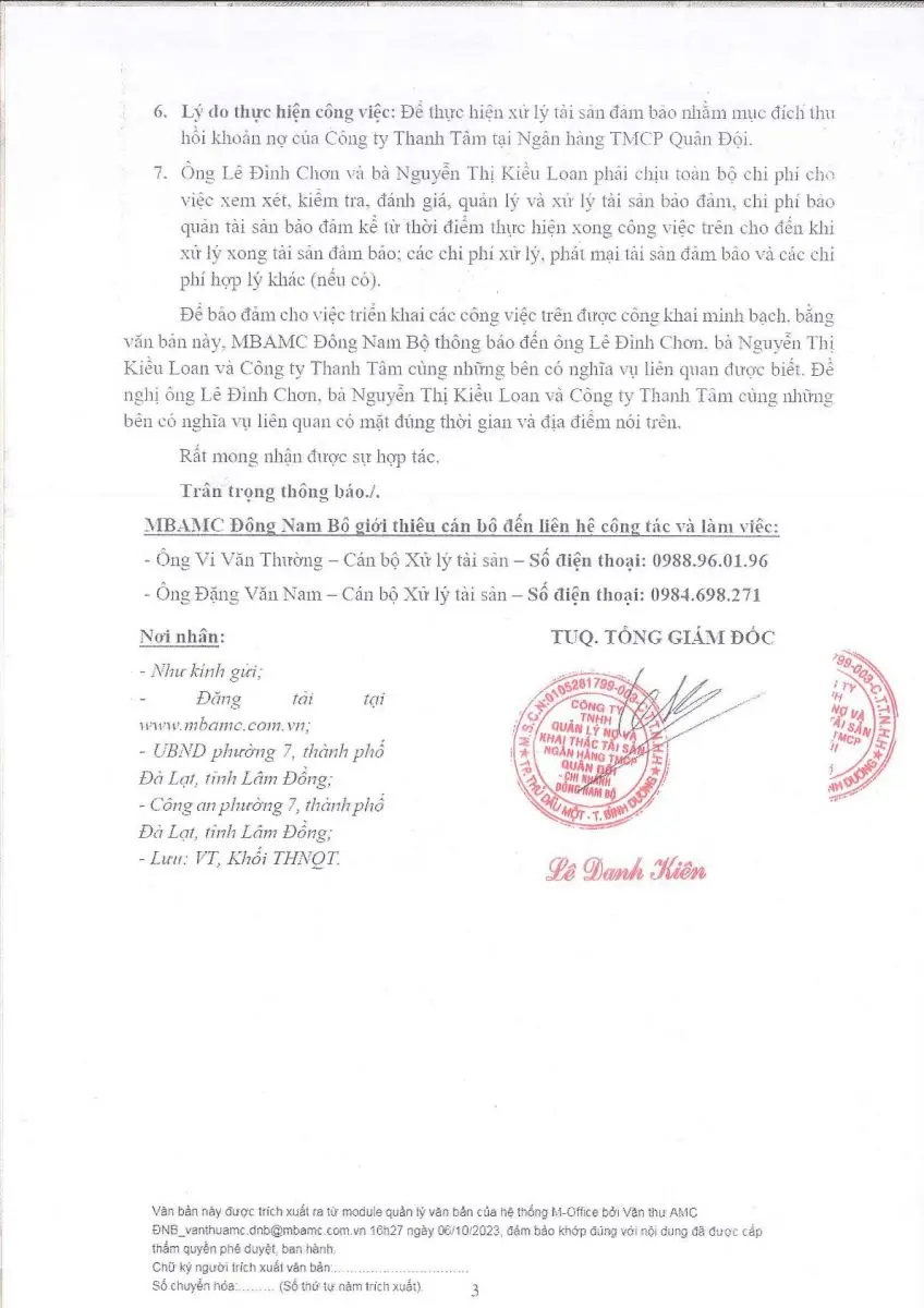 Ảnh chụp văn bản thông báo, trang 3