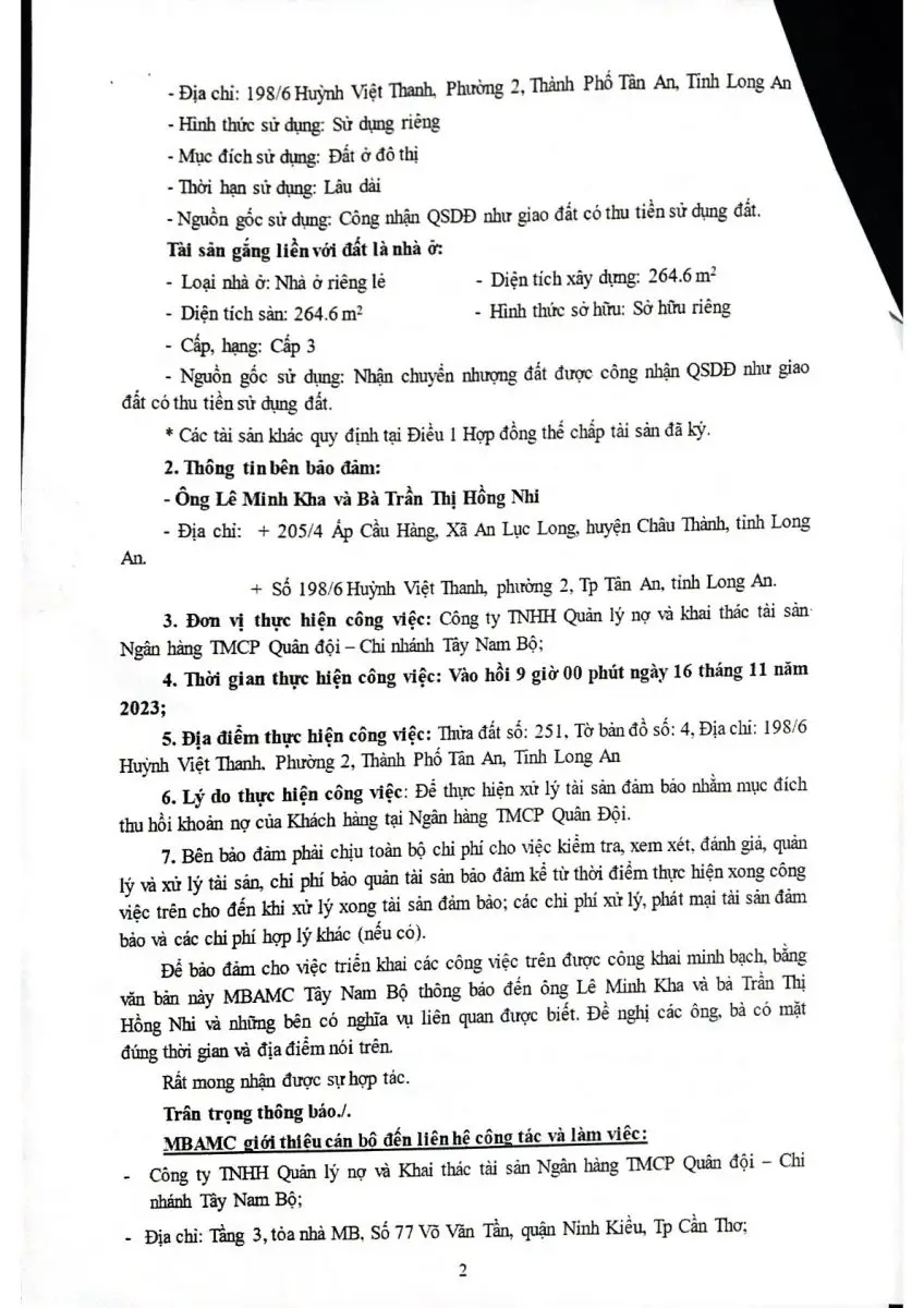 Ảnh chụp văn bản thông báo, trang 2