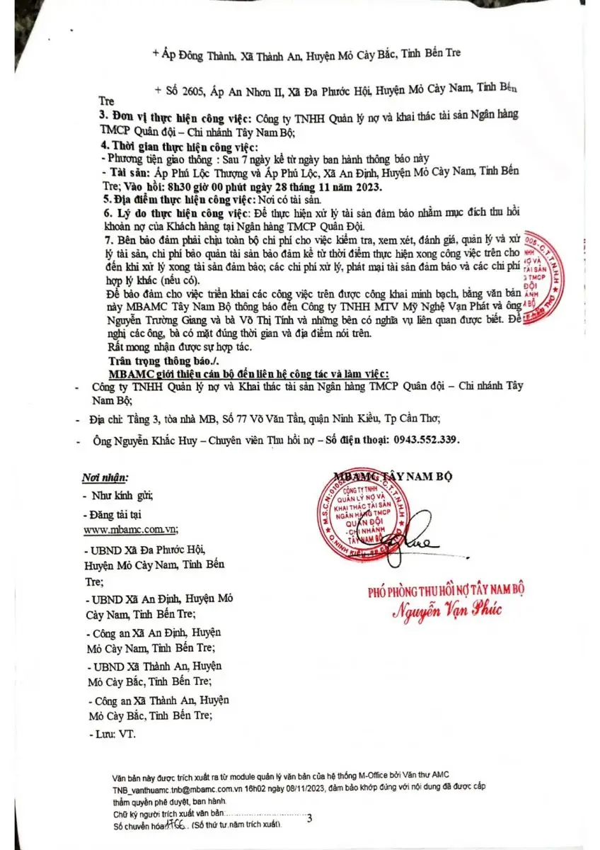 Ảnh chụp văn bản thông báo, trang 3