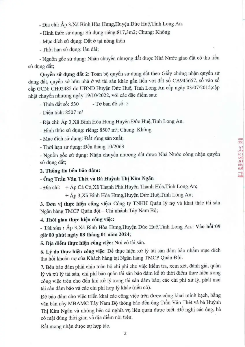 Ảnh chụp văn bản thông báo, trang 2
