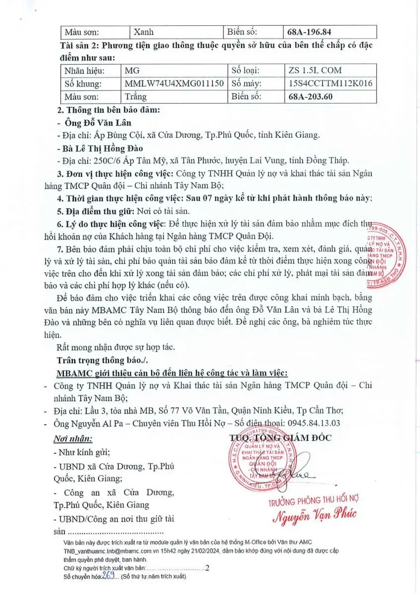 Ảnh chụp văn bản thông báo, trang 2