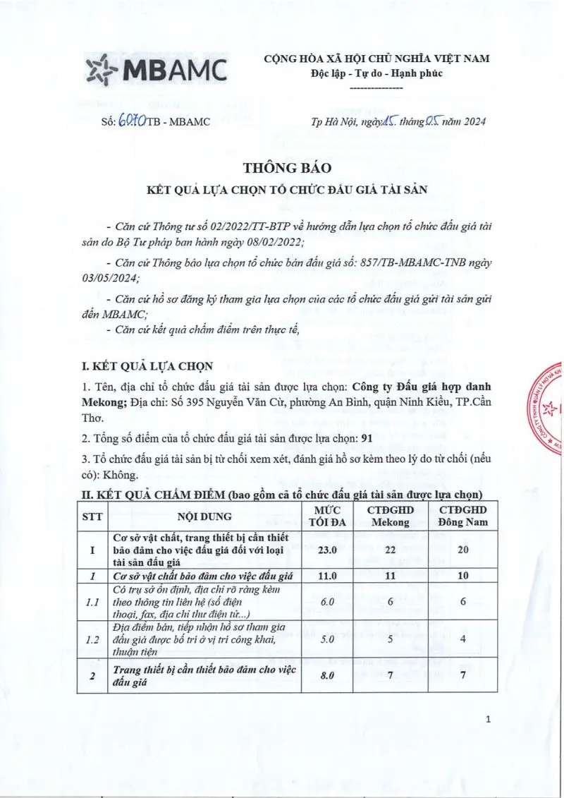 Ảnh chụp văn bản thông báo, trang 1