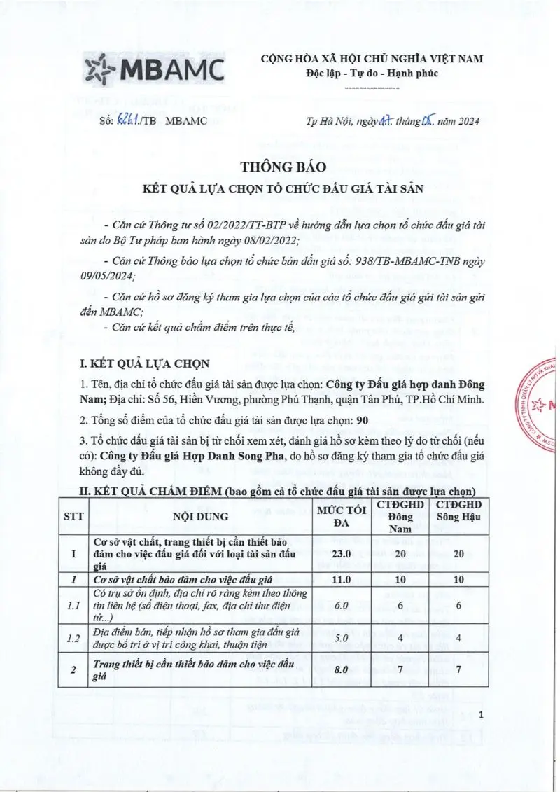 Ảnh chụp văn bản thông báo, trang 1