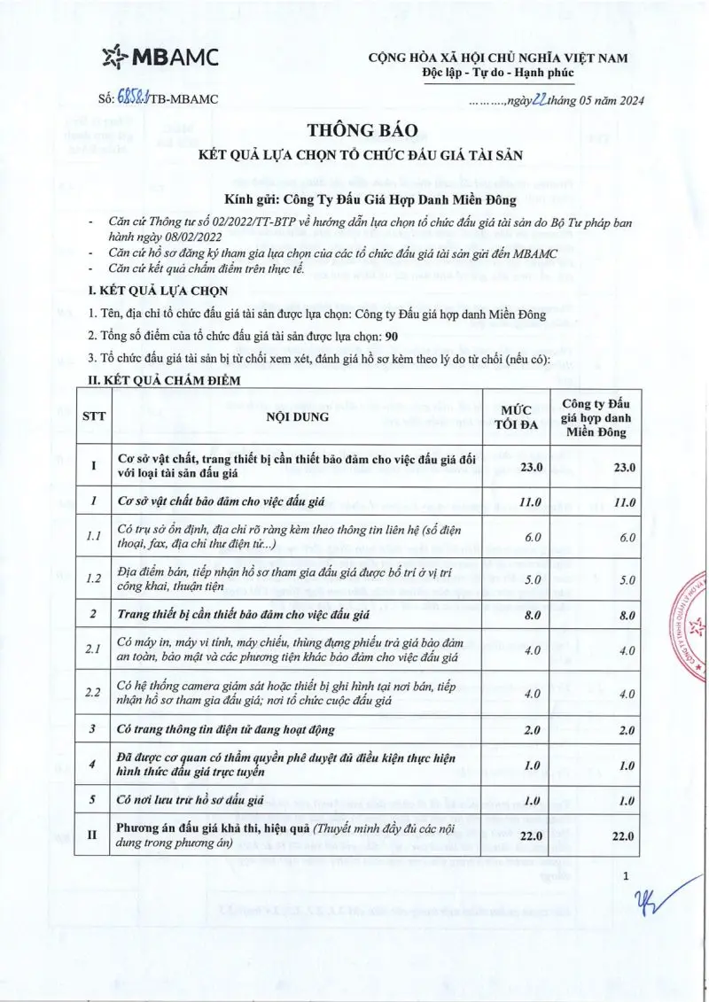 Ảnh chụp văn bản thông báo, trang 1