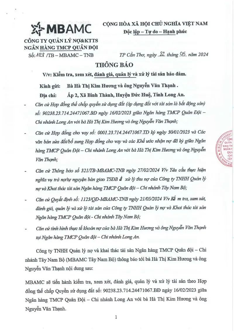 Ảnh chụp văn bản thông báo, trang 1