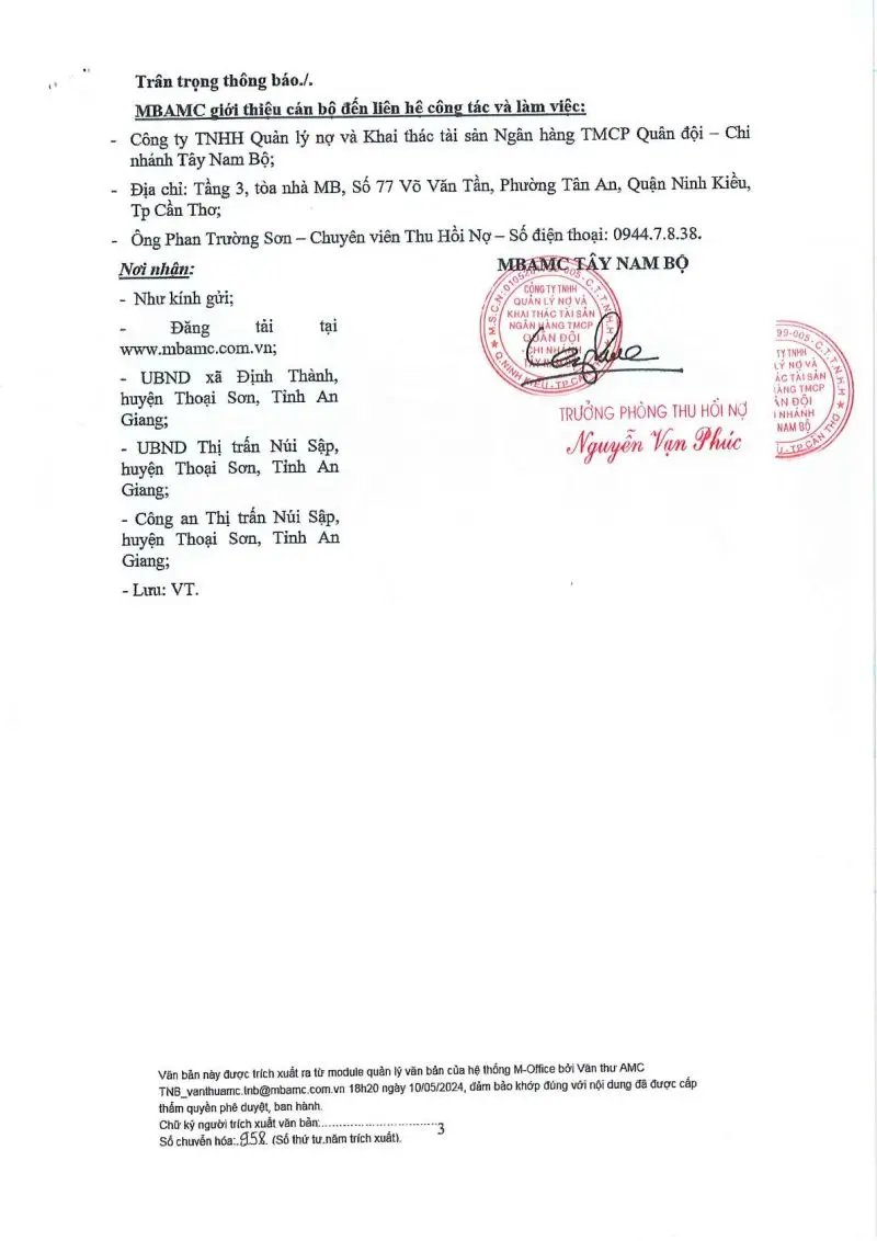 Ảnh chụp văn bản thông báo, trang 3