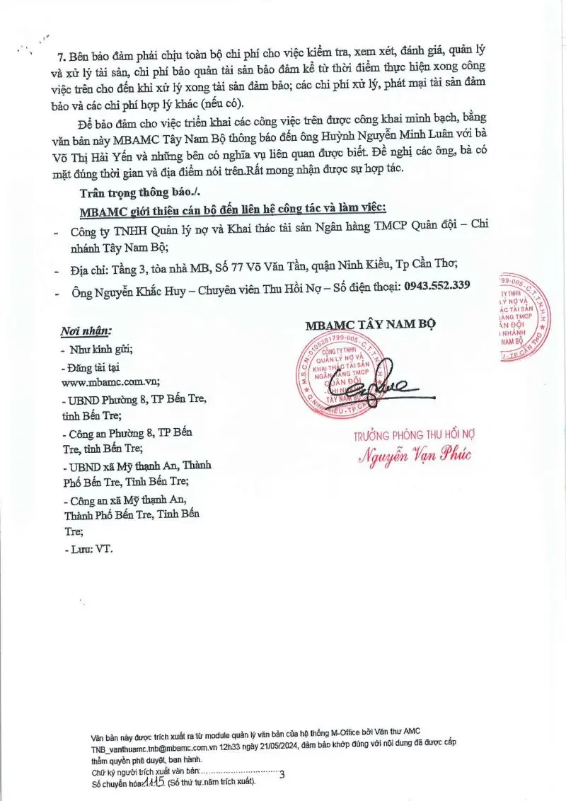 Ảnh chụp văn bản thông báo, trang 3