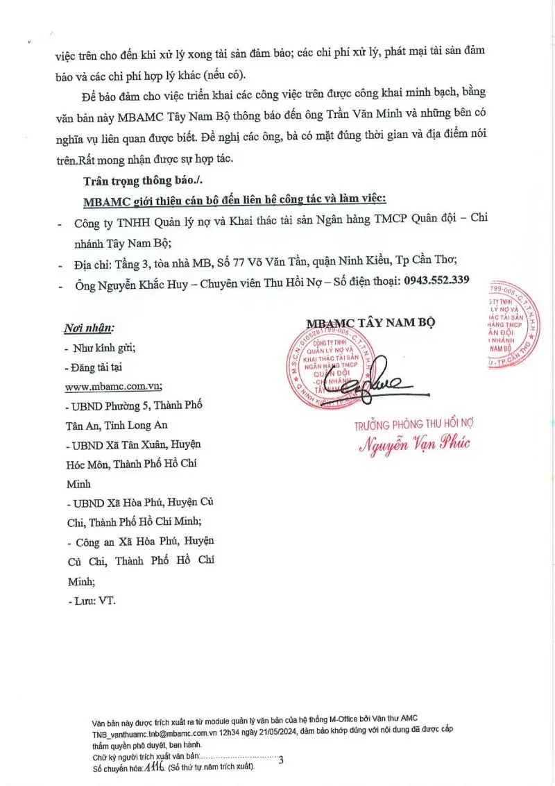 Ảnh chụp văn bản thông báo, trang 3