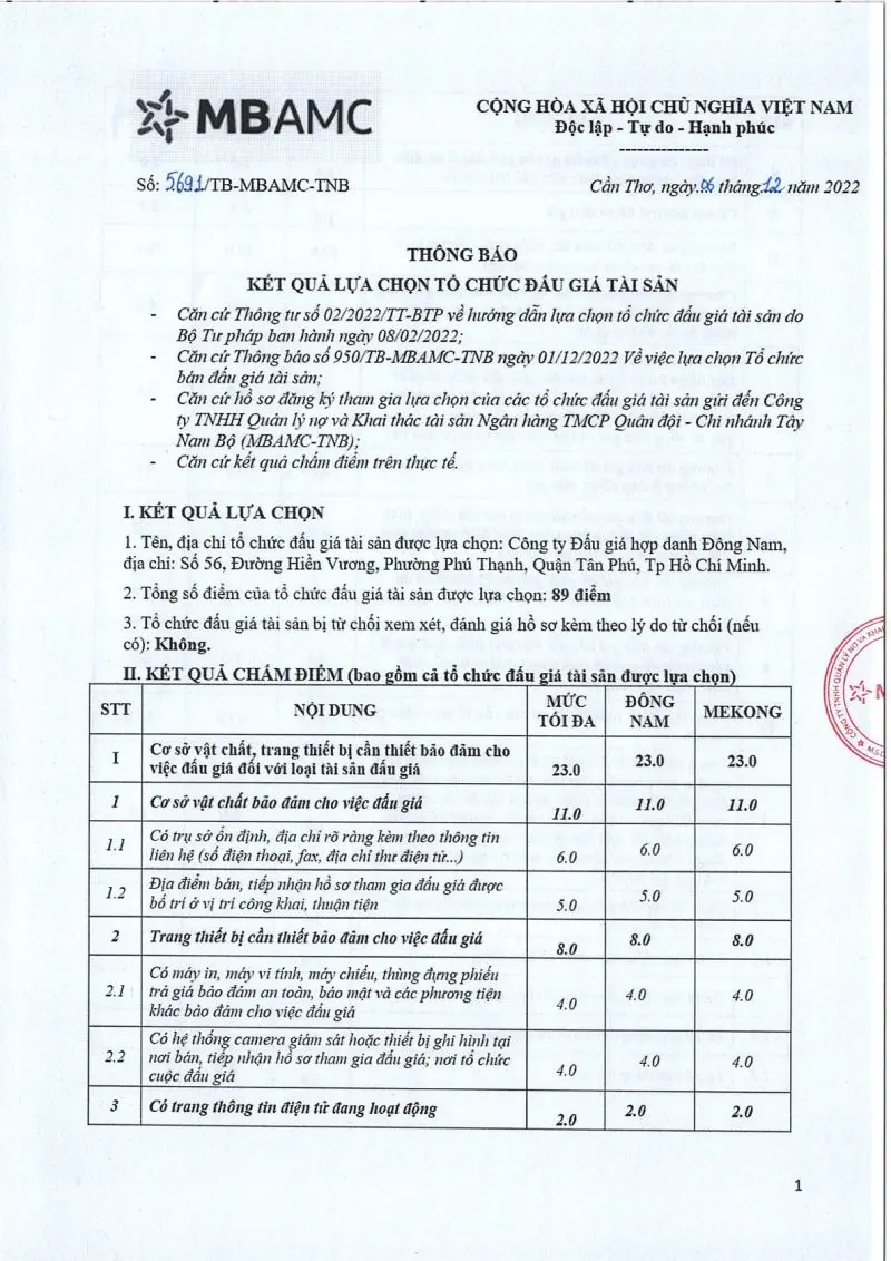 Ảnh chụp văn bản thông báo, trang 1