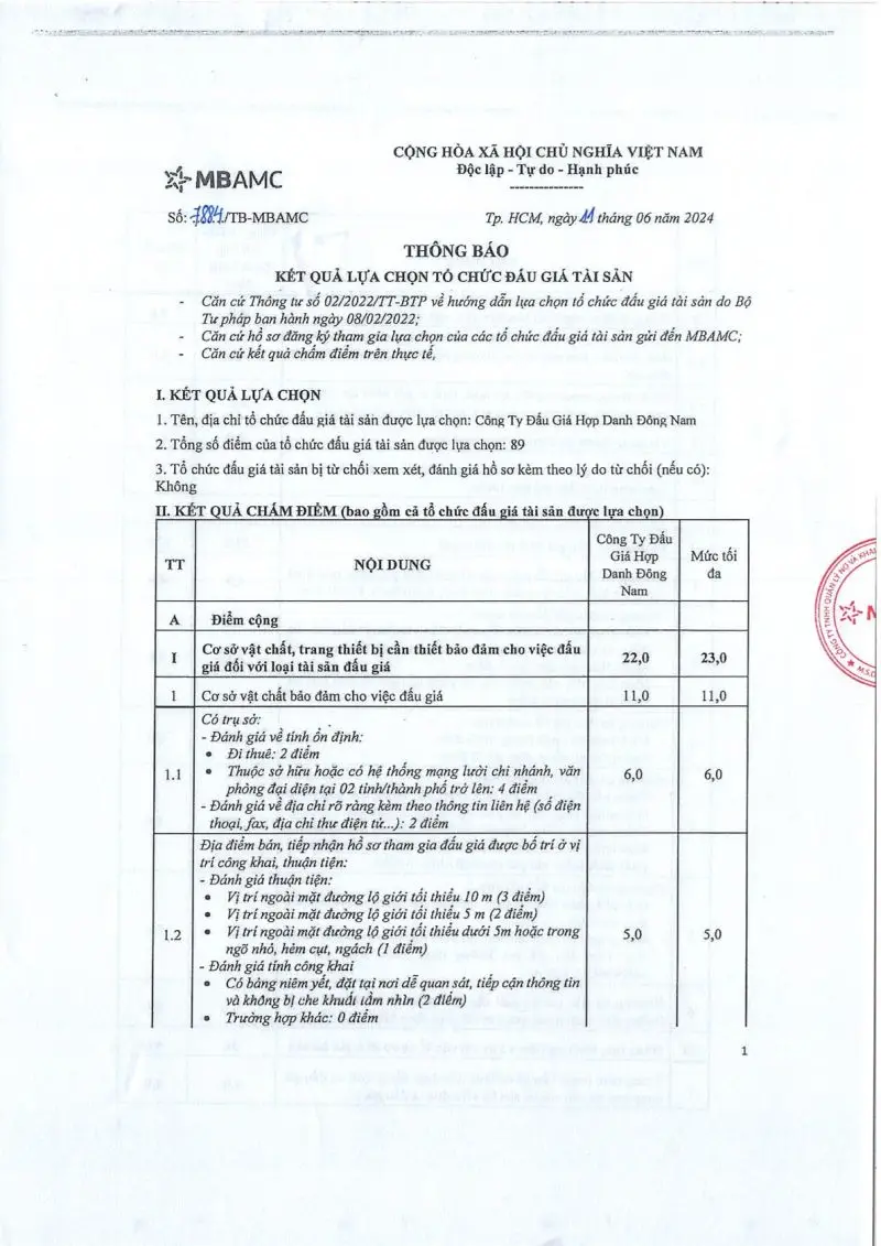Ảnh chụp văn bản thông báo, trang 1