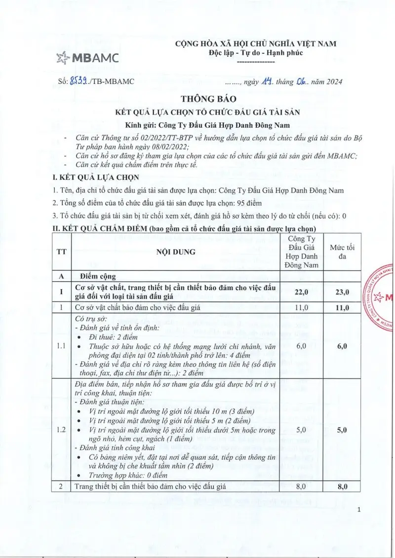 Ảnh chụp văn bản thông báo, trang 1