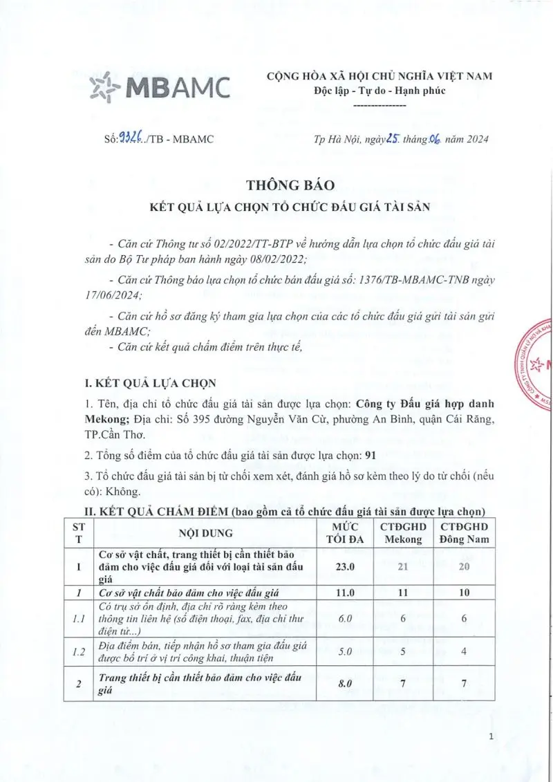 Ảnh chụp văn bản thông báo, trang 1