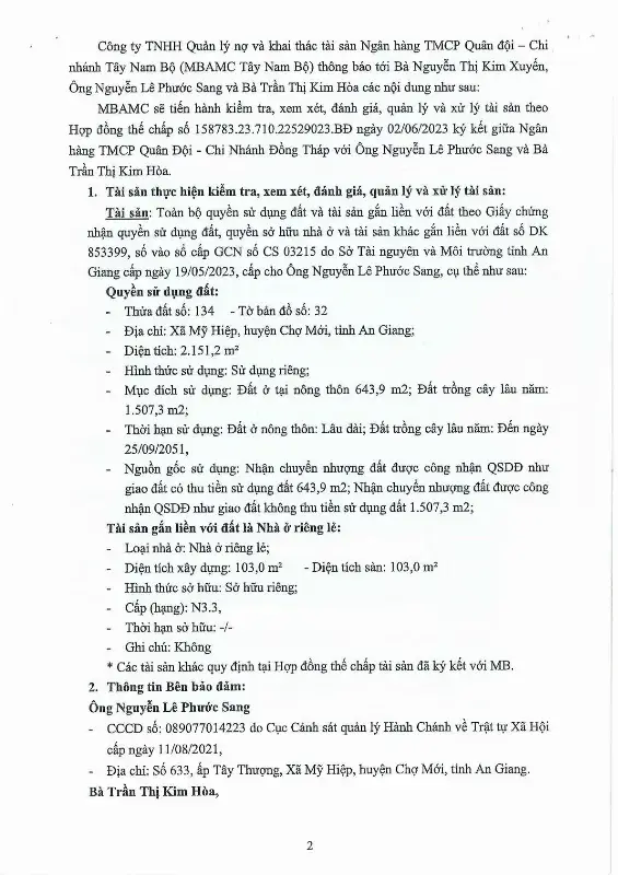 Ảnh chụp văn bản thông báo, trang 2