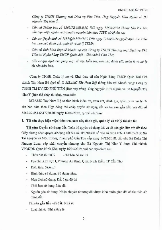 Ảnh chụp văn bản thông báo, trang 2