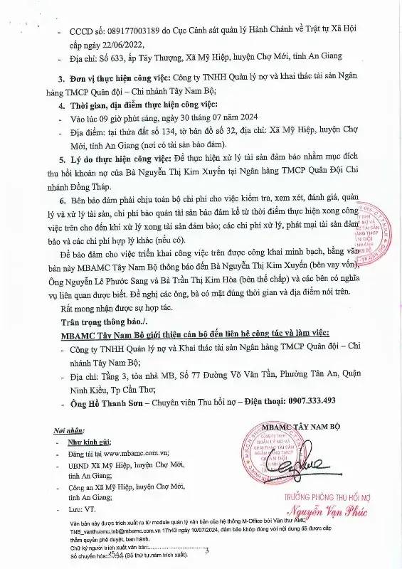 Ảnh chụp văn bản thông báo, trang 3