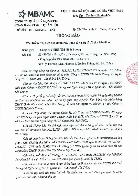 Ảnh chụp văn bản thông báo, trang 4