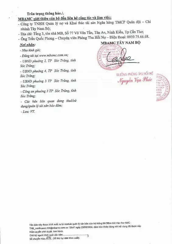 Ảnh chụp văn bản thông báo, trang 6