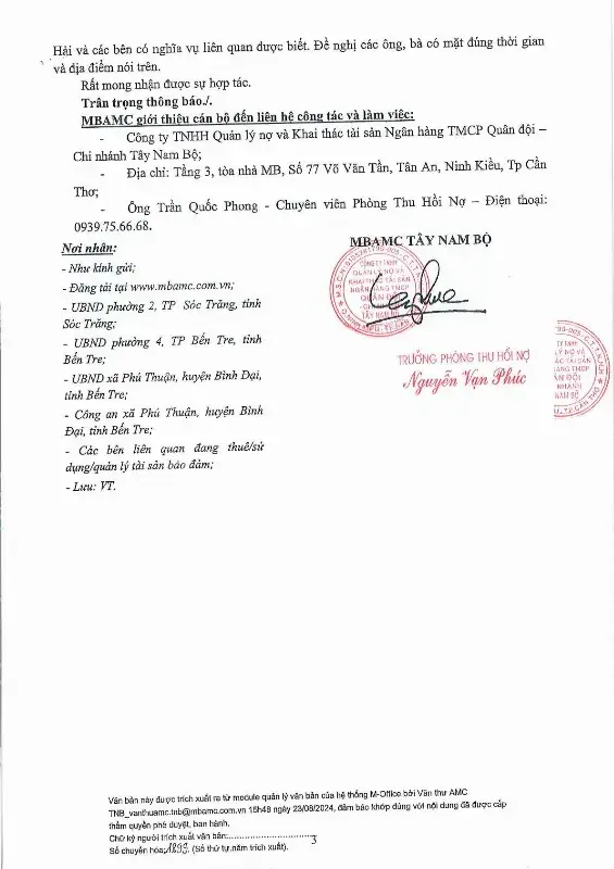 Ảnh chụp văn bản thông báo, trang 9