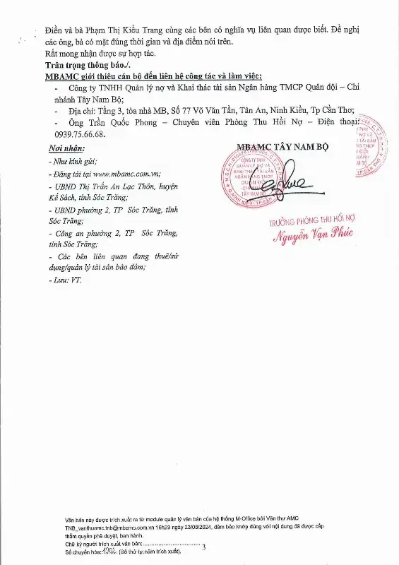 Ảnh chụp văn bản thông báo, trang 12