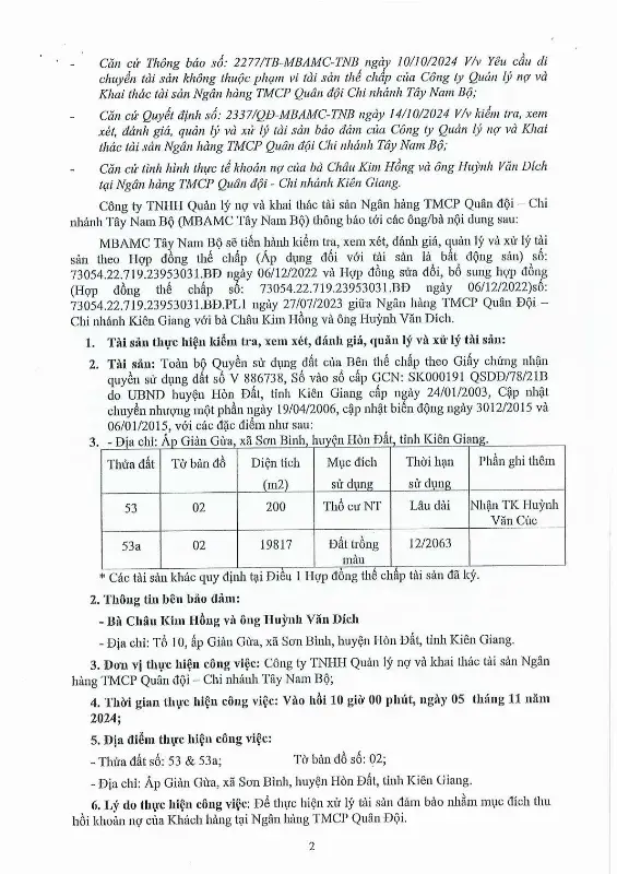 Ảnh chụp văn bản thông báo, trang 2