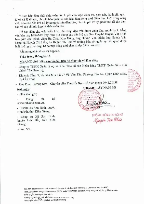 Ảnh chụp văn bản thông báo, trang 3