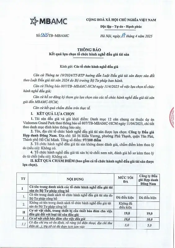 Ảnh chụp văn bản thông báo, trang 1