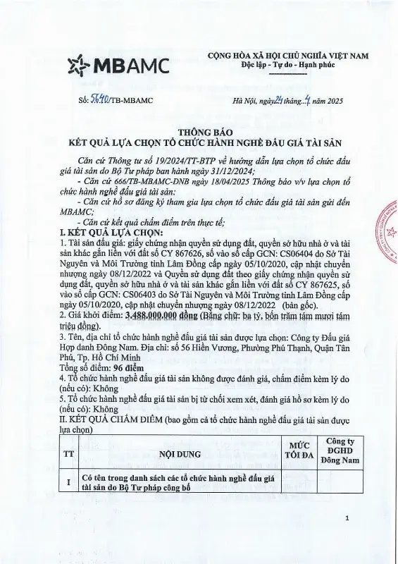 Ảnh chụp văn bản thông báo, trang 1