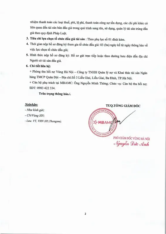 Ảnh chụp văn bản thông báo, trang 2
