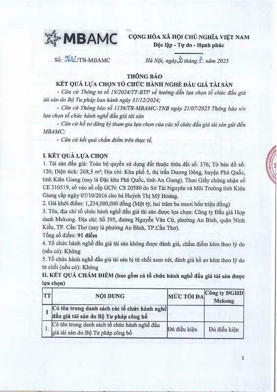 Ảnh chụp văn bản thông báo, trang 1