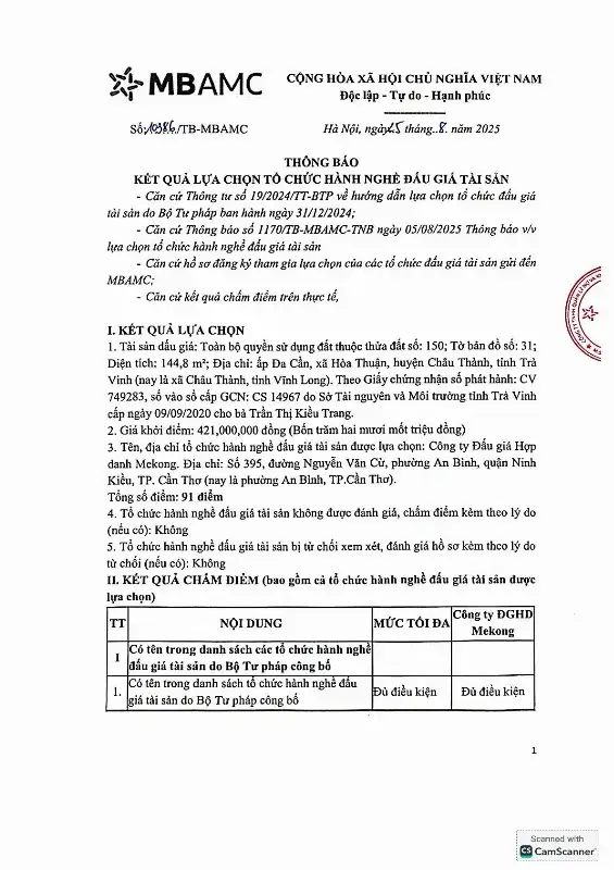 Ảnh chụp văn bản thông báo, trang 1
