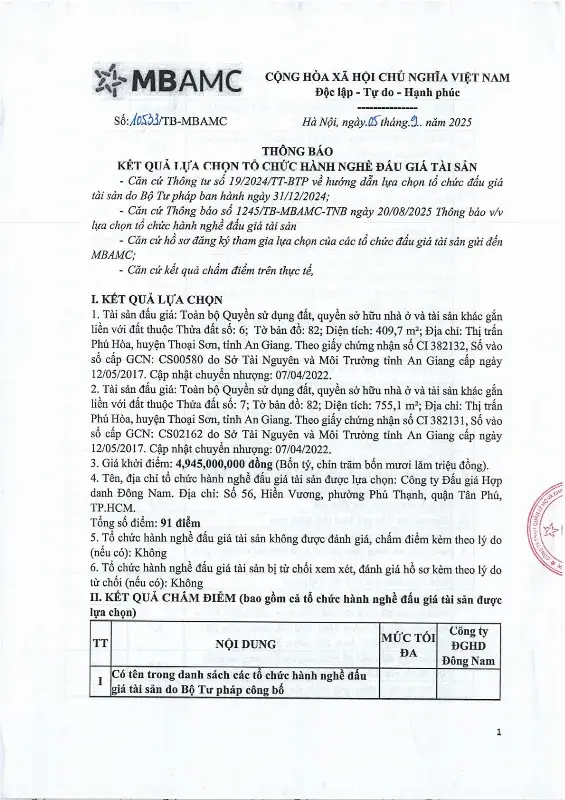 Ảnh chụp văn bản thông báo, trang 1