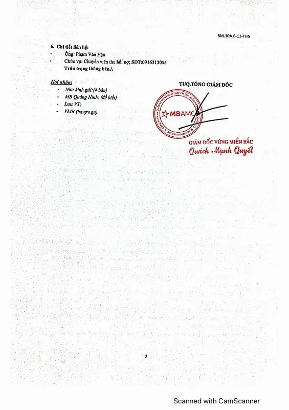 Ảnh chụp văn bản thông báo, trang 2
