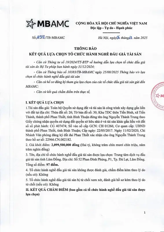 Ảnh chụp văn bản thông báo, trang 1