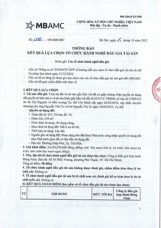 Ảnh chụp văn bản thông báo, trang 1