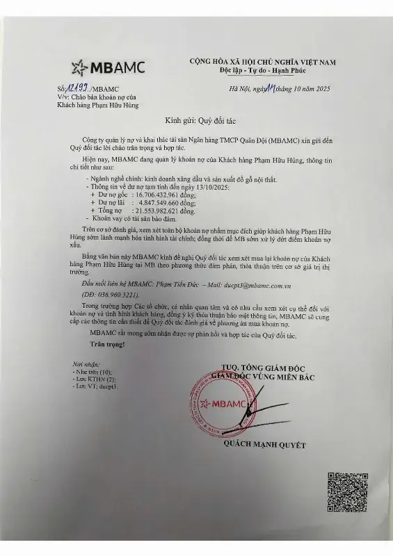 Ảnh chụp văn bản thông báo, trang 1