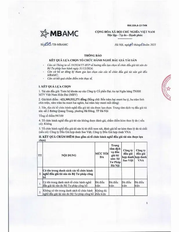Ảnh chụp văn bản thông báo, trang 1