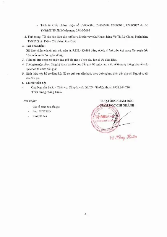 Ảnh chụp văn bản thông báo, trang 2