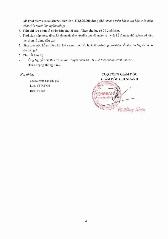 Ảnh chụp văn bản thông báo, trang 2