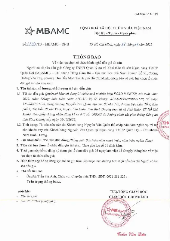 Ảnh chụp văn bản thông báo, trang 1