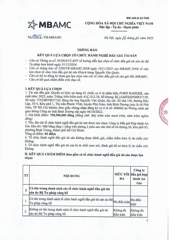 Ảnh chụp văn bản thông báo, trang 1