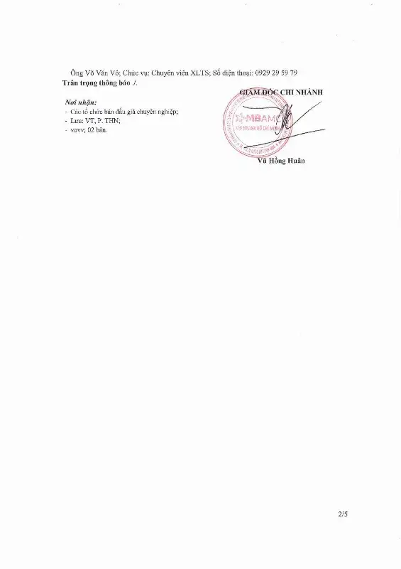Ảnh chụp văn bản thông báo, trang 2