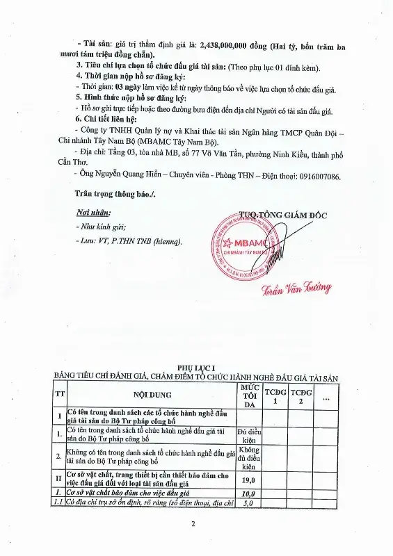 Ảnh chụp văn bản thông báo, trang 2