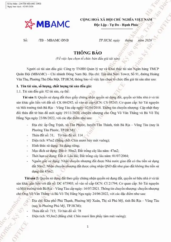 Ảnh chụp văn bản thông báo, trang 2